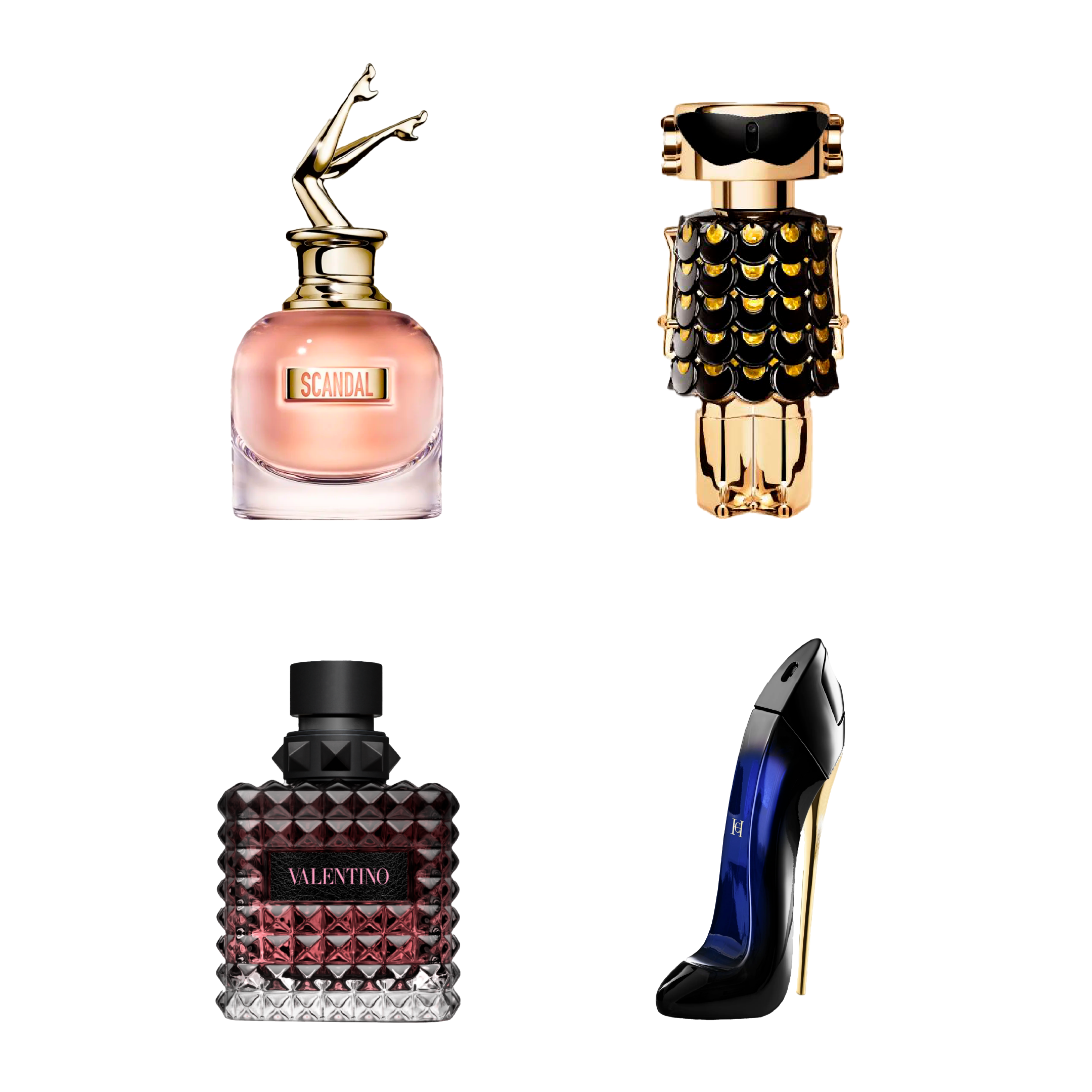 PACK 4 DECANTS 5ML: Fame + Scandal + Good girl + Donna