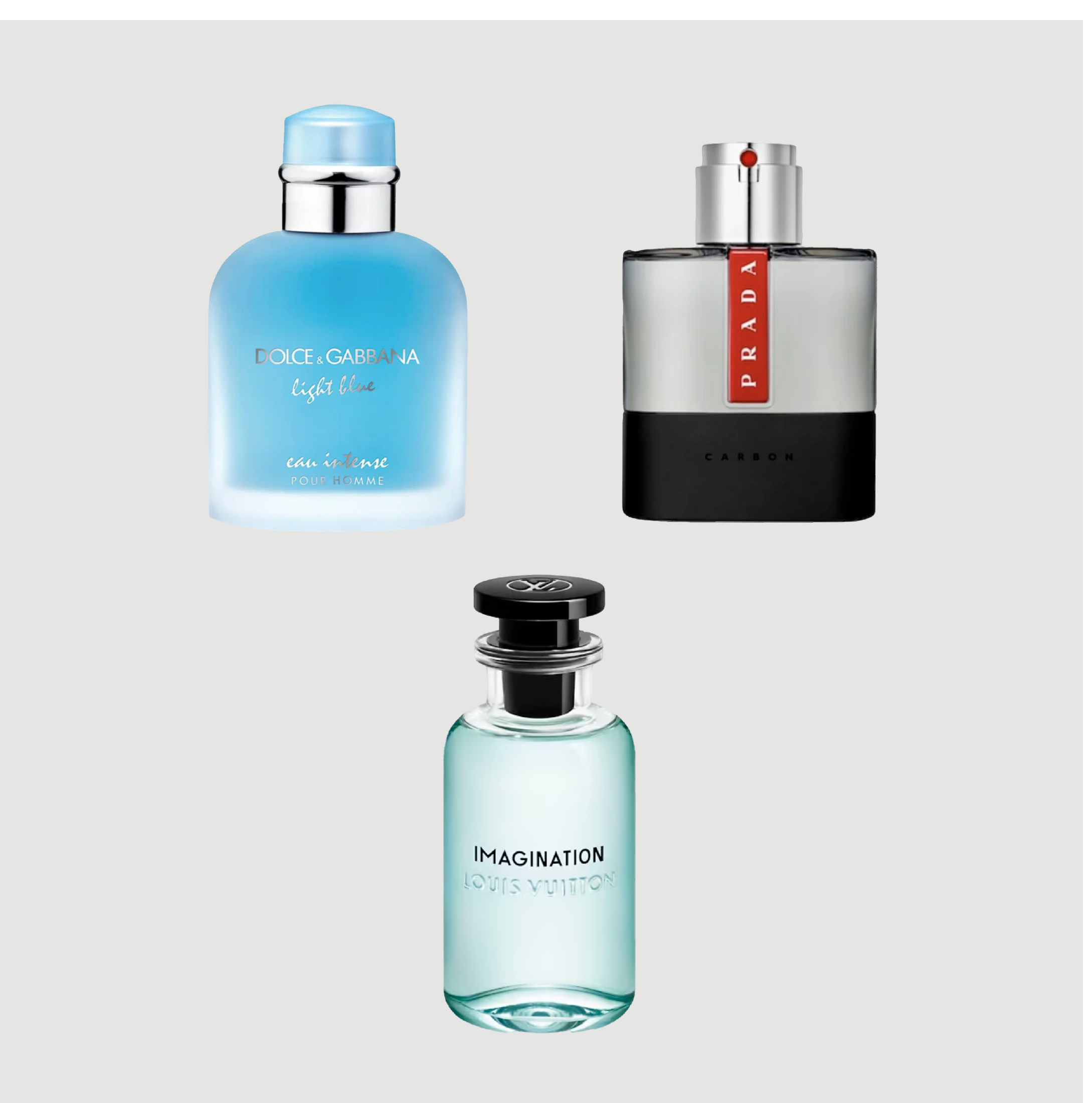 PACK 3 DECANTS 5ML: Light blue intense + Prada + imagination