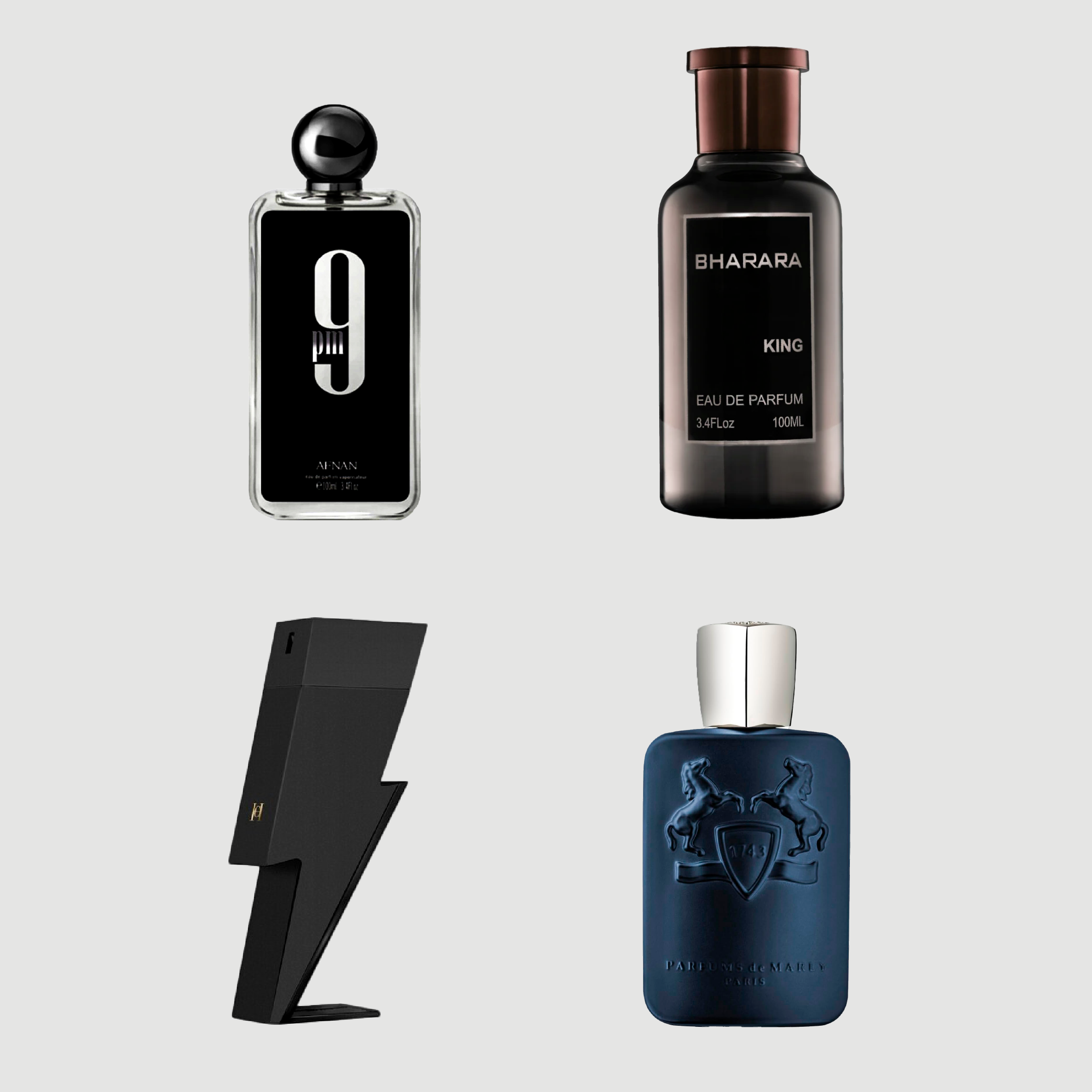 PACK 4 DECANTS 5ML: 9pm + bharara + bad boy + layton